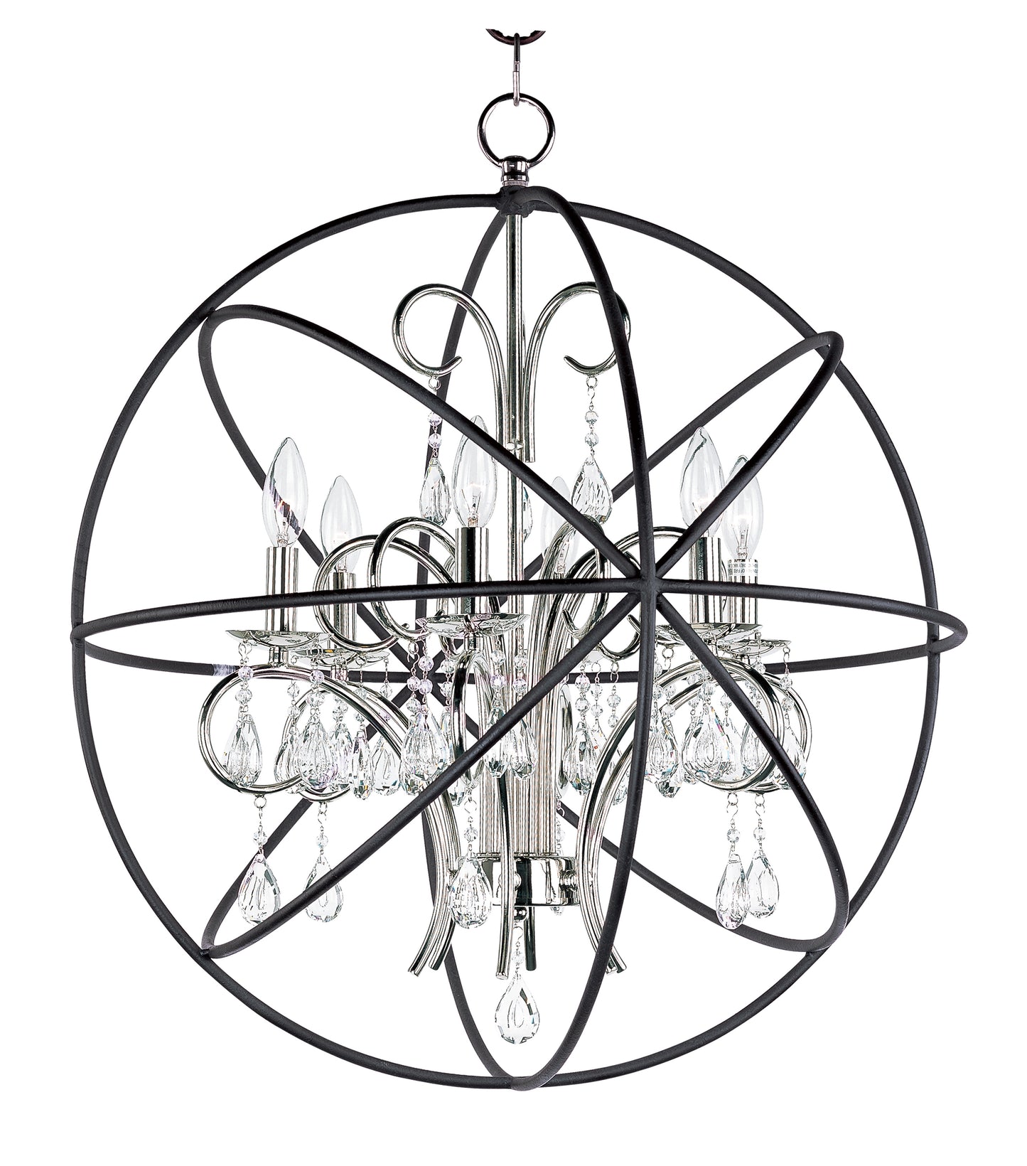 Orbit 6-Light Pendant Anthracite/Polished Nickel by Maxim Lighting