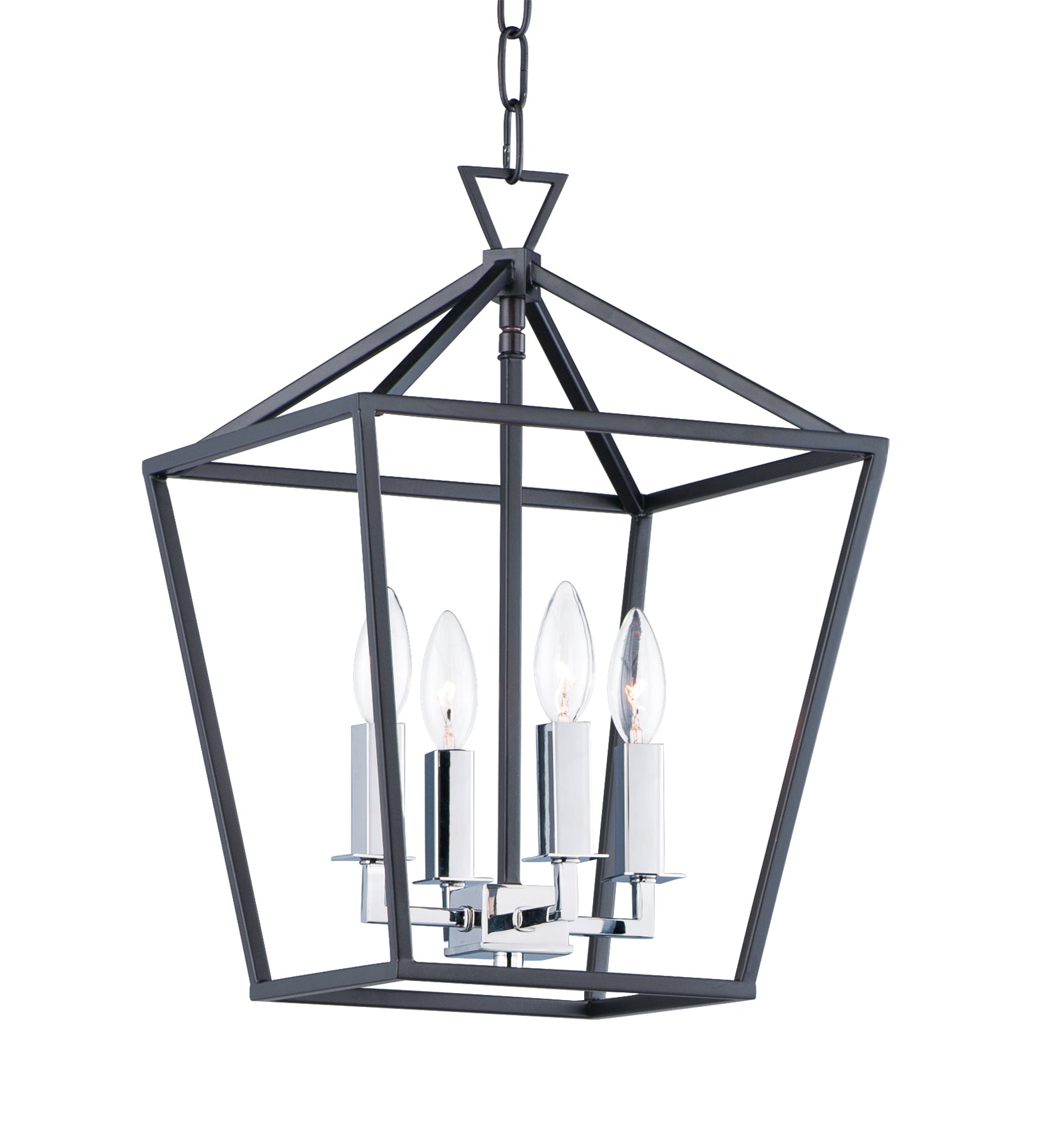 Abode 4-Light Small Chandelier Textured Black/Polished Nickel by Maxim Lighting