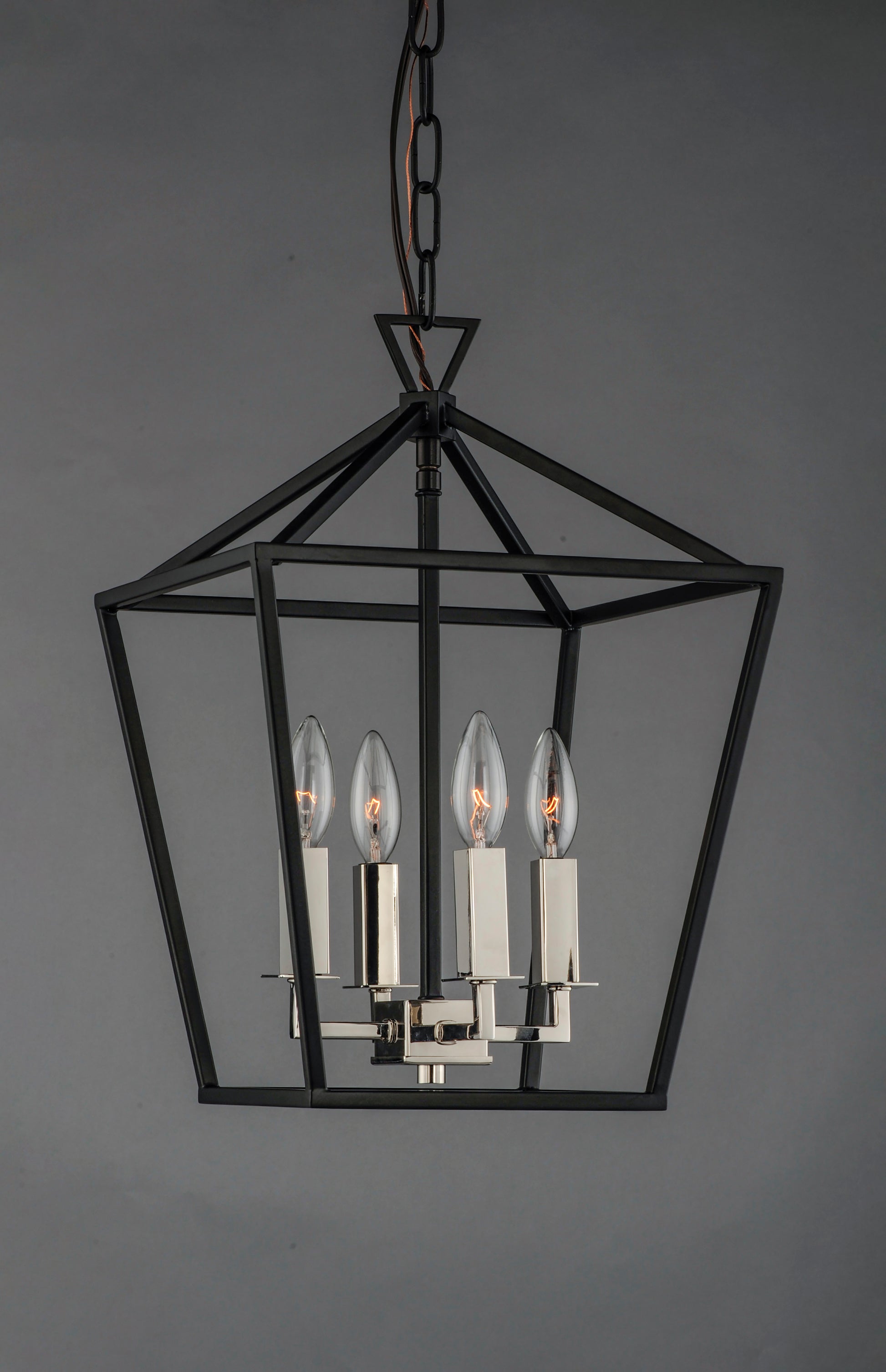 Abode 4-Light Small Chandelier Textured Black/Polished Nickel by Maxim Lighting