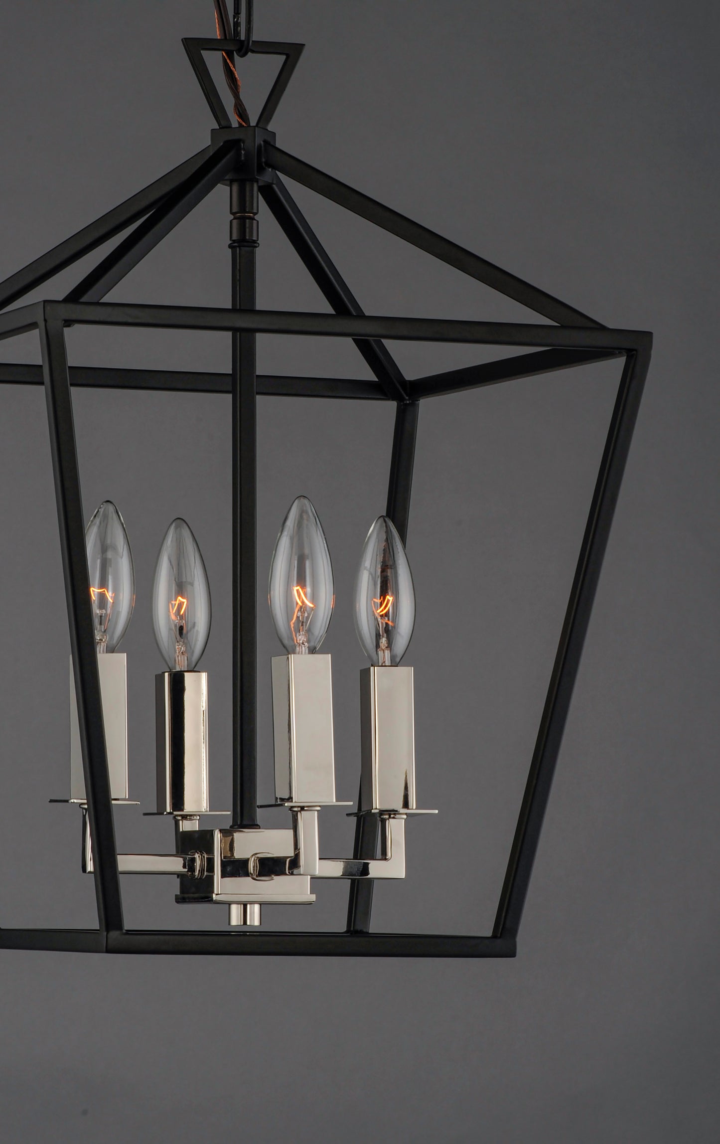 Abode 4-Light Small Chandelier Textured Black/Polished Nickel by Maxim Lighting