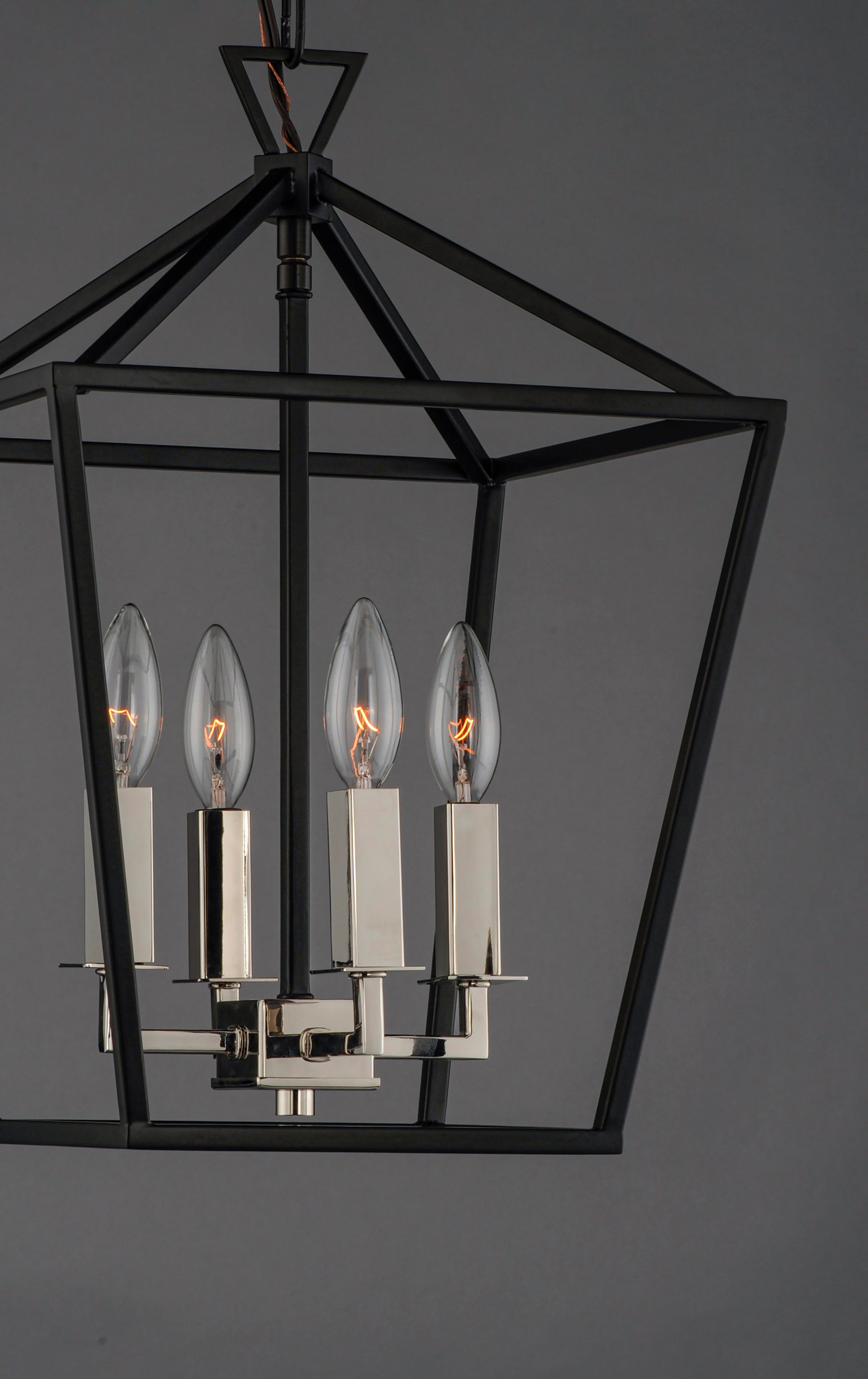 Abode 4-Light Small Chandelier Textured Black/Polished Nickel by Maxim Lighting