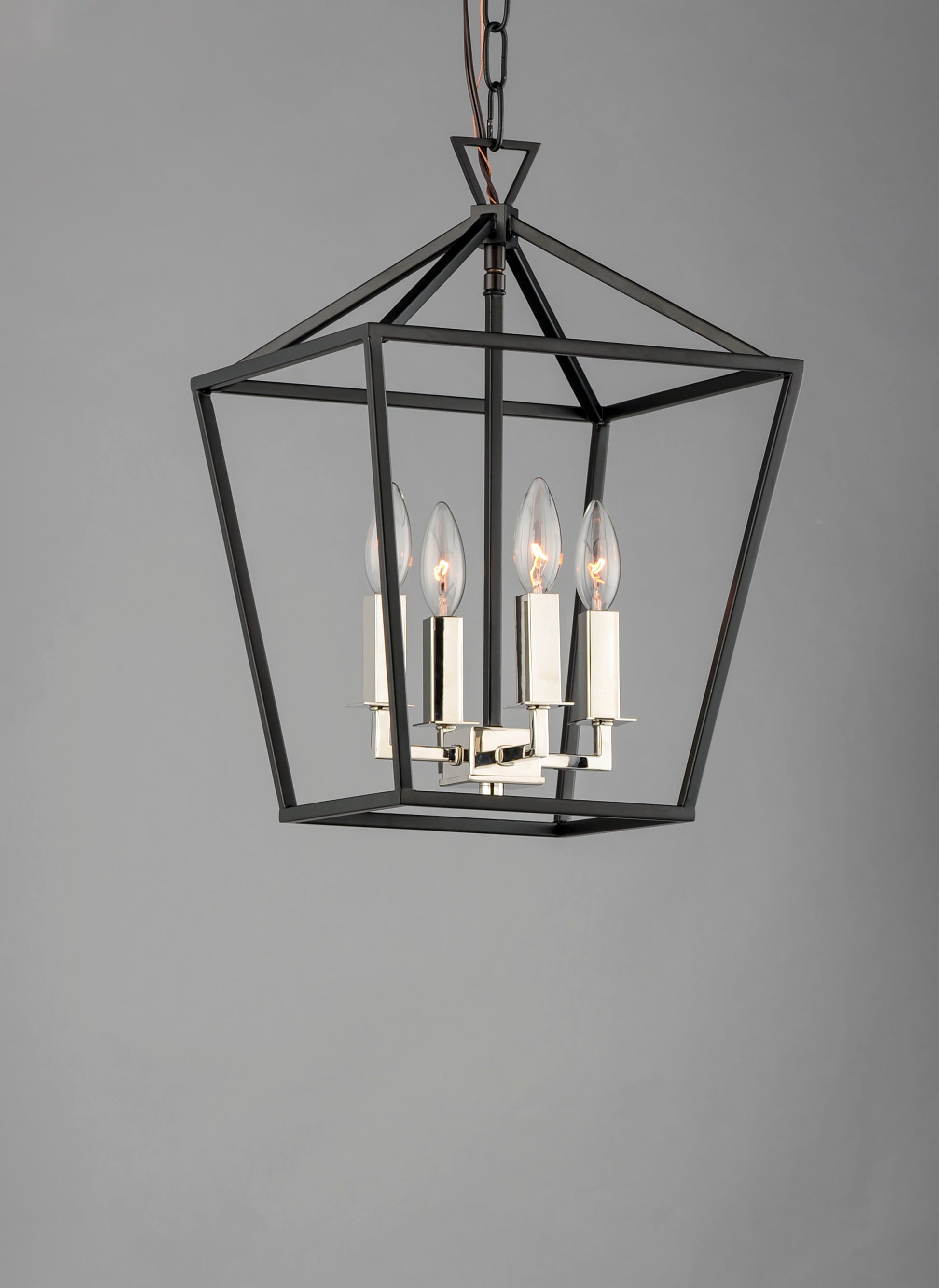 Abode 4-Light Small Chandelier Textured Black/Polished Nickel by Maxim Lighting