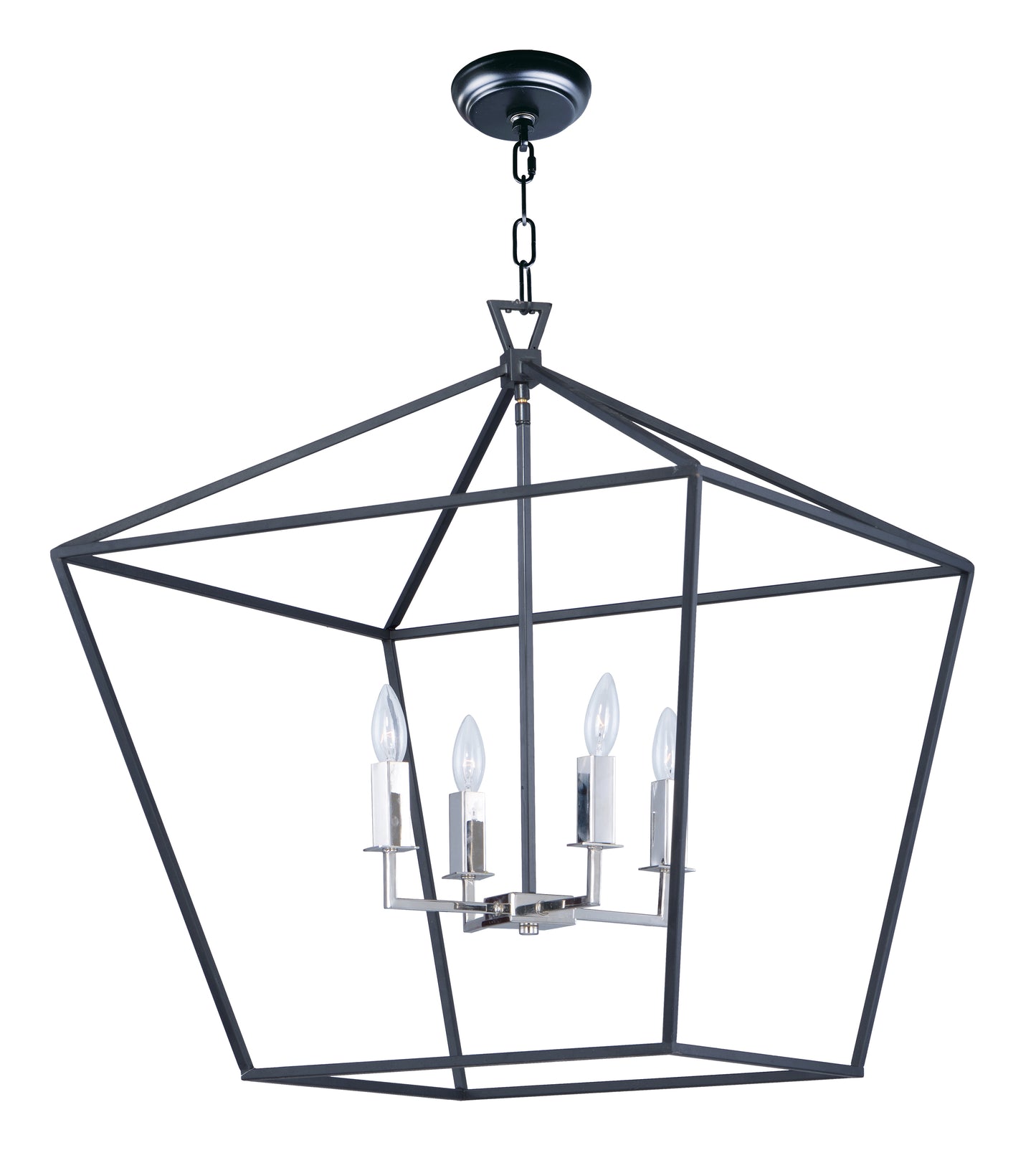 Abode 4-Light Chandelier Textured Black/Polished Nickel by Maxim Lighting