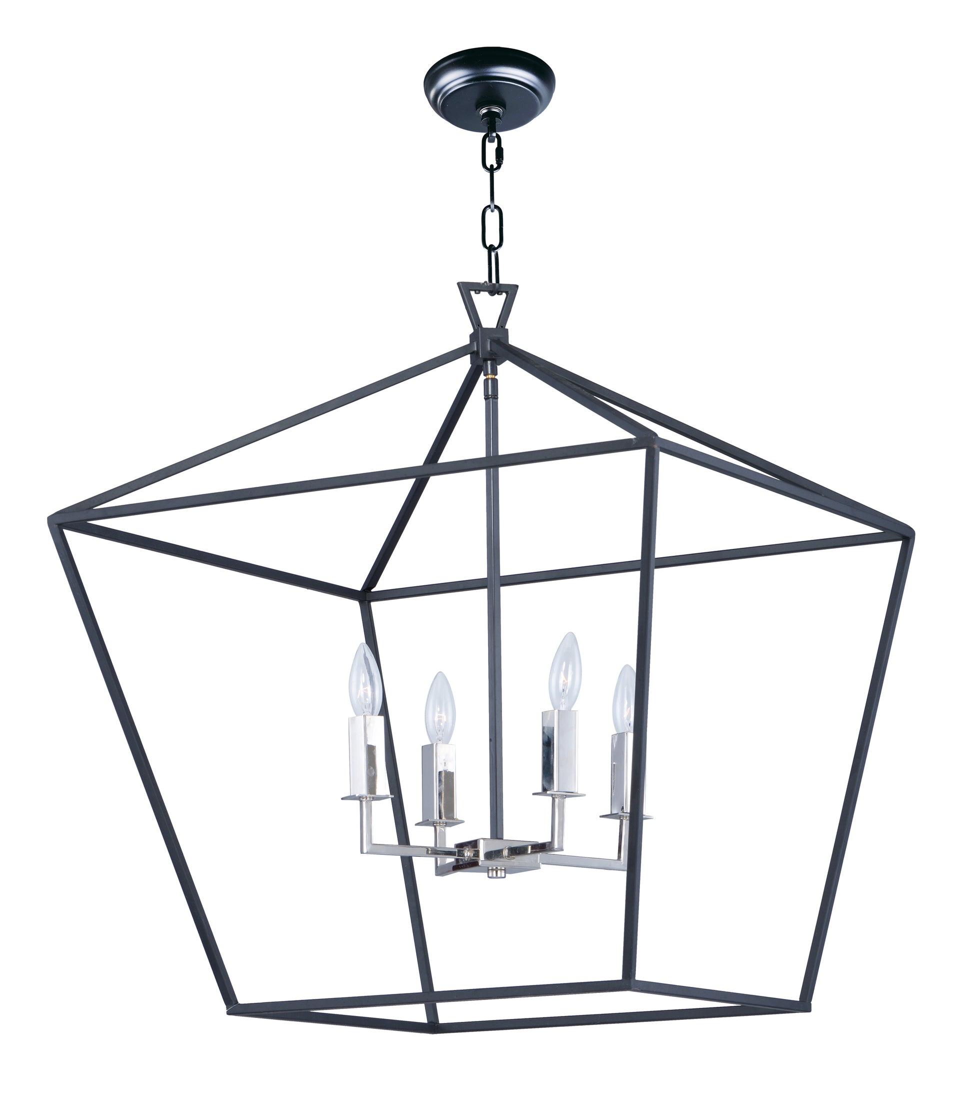 Abode 4-Light Chandelier Textured Black/Polished Nickel by Maxim Lighting