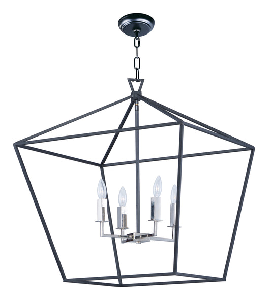 Abode 4-Light Chandelier Textured Black/Polished Nickel by Maxim Lighting