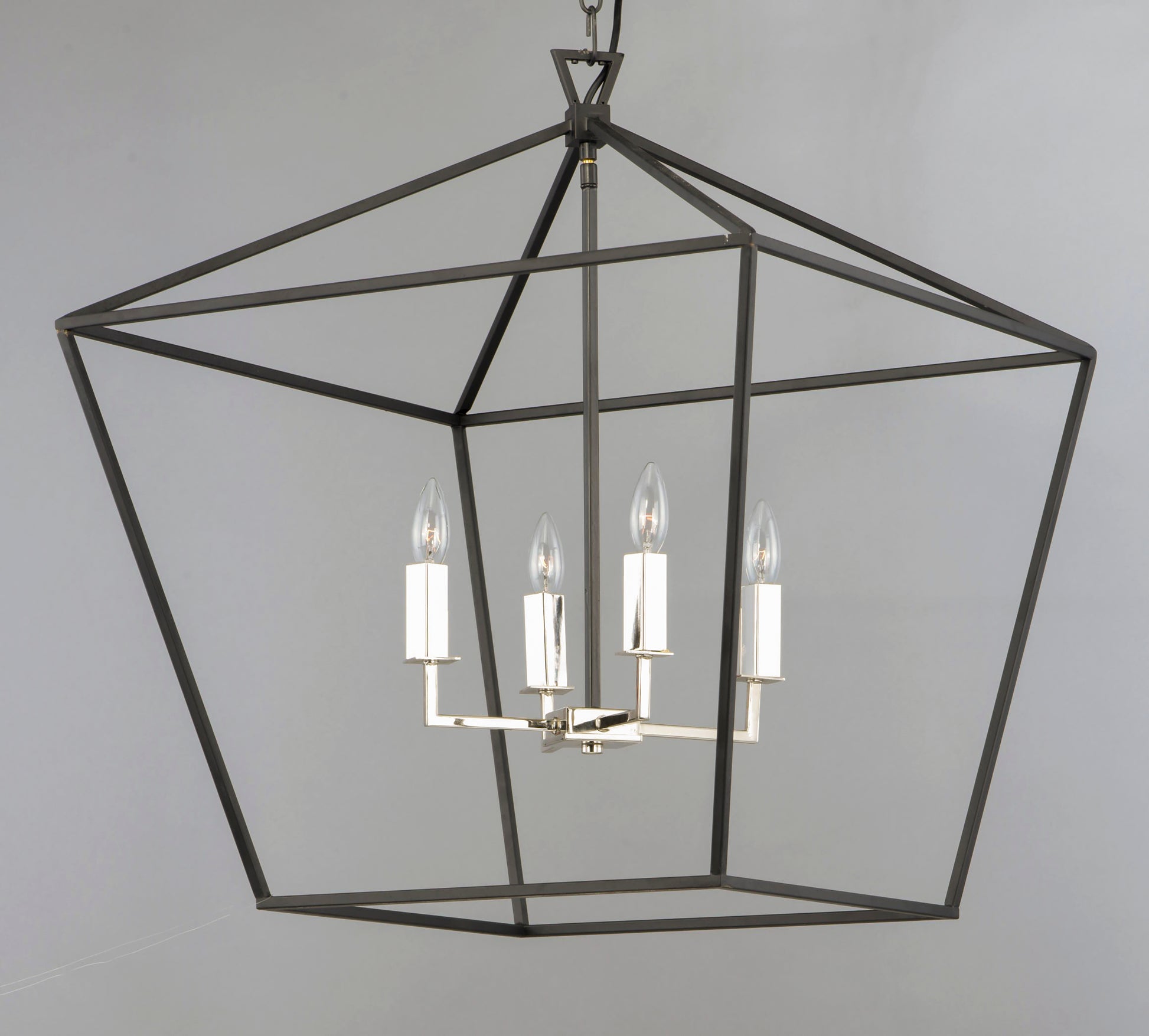 Abode 4-Light Chandelier Textured Black/Polished Nickel by Maxim Lighting
