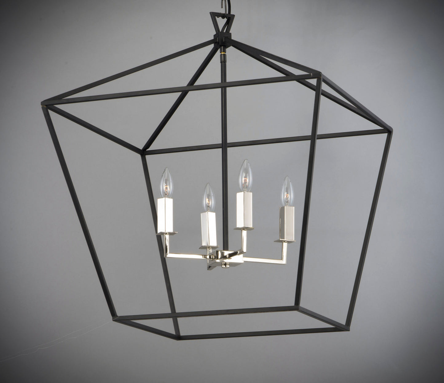 Abode 4-Light Chandelier Textured Black/Polished Nickel by Maxim Lighting