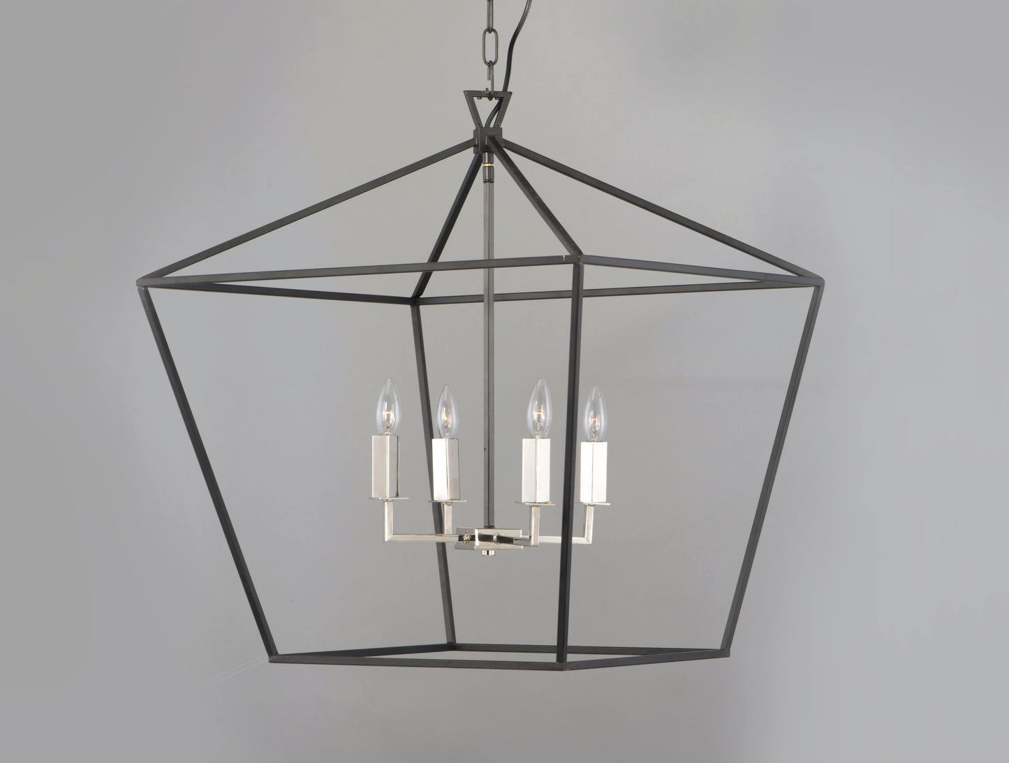 Abode 4-Light Chandelier Textured Black/Polished Nickel by Maxim Lighting