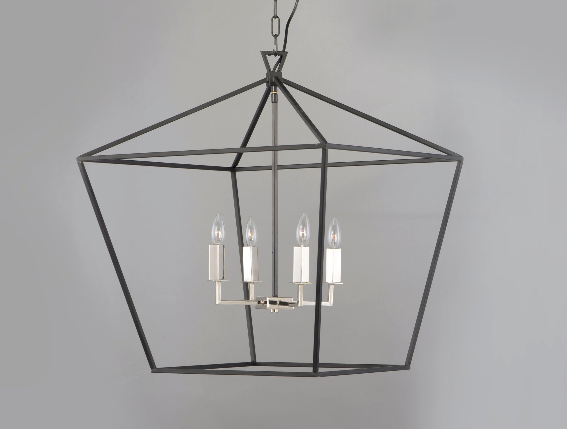 Abode 4-Light Chandelier Textured Black/Polished Nickel by Maxim Lighting