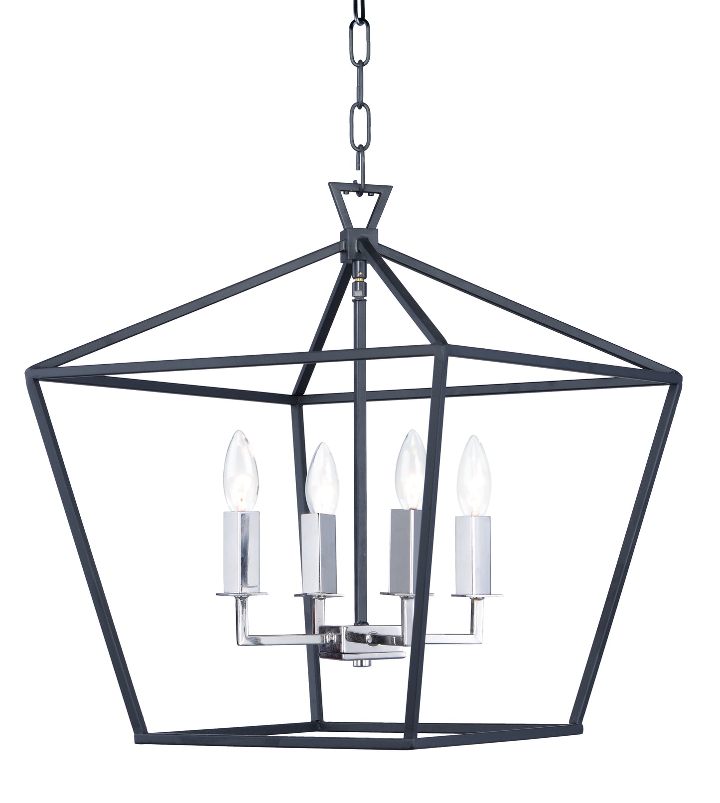 Abode 4-Light Chandelier Textured Black/Polished Nickel by Maxim Lighting