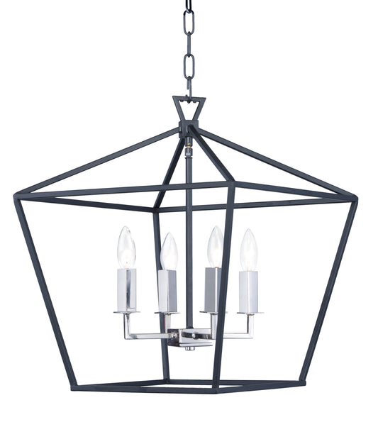Abode 4-Light Chandelier Textured Black/Polished Nickel by Maxim Lighting
