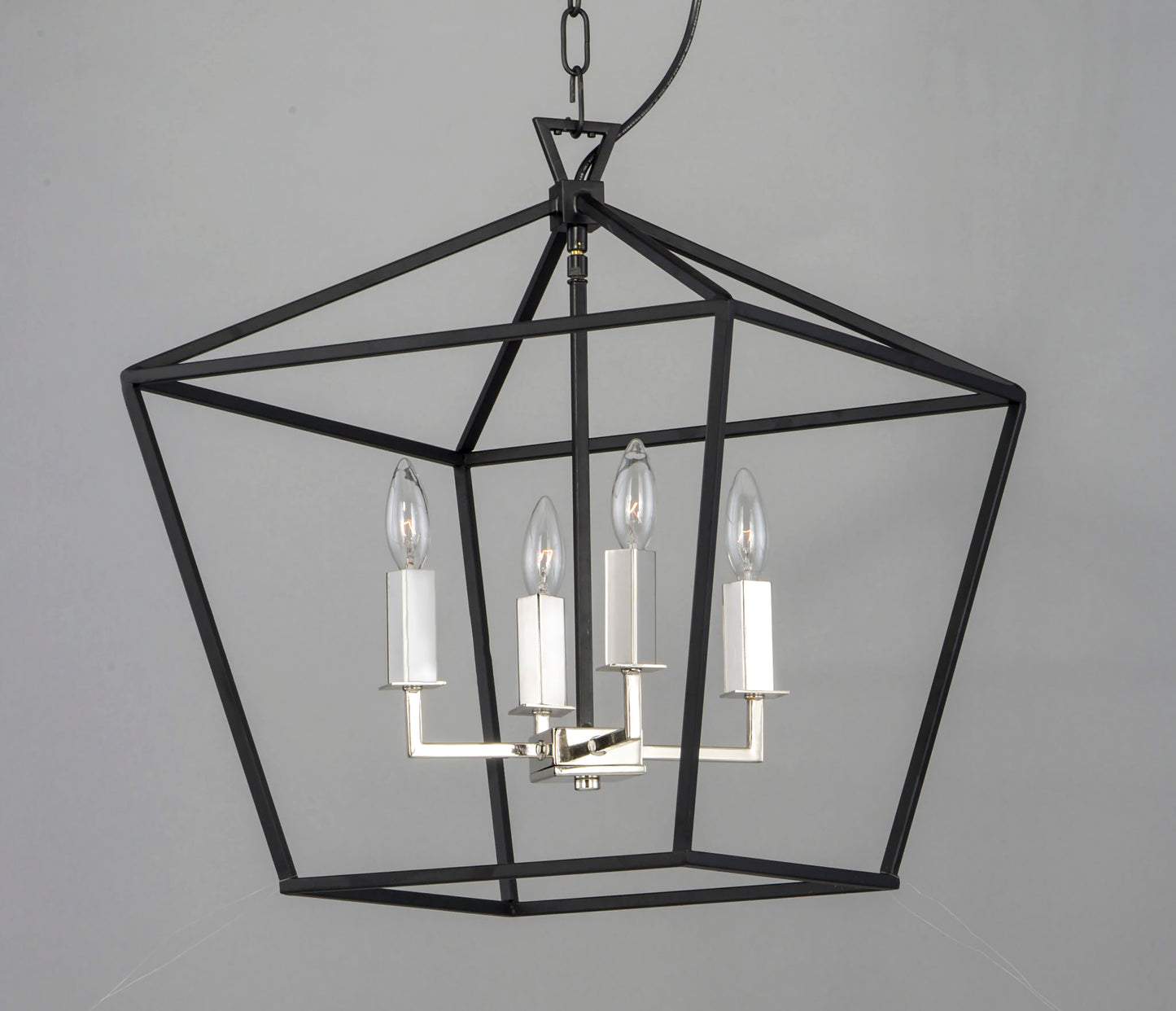 Abode 4-Light Chandelier Textured Black/Polished Nickel by Maxim Lighting