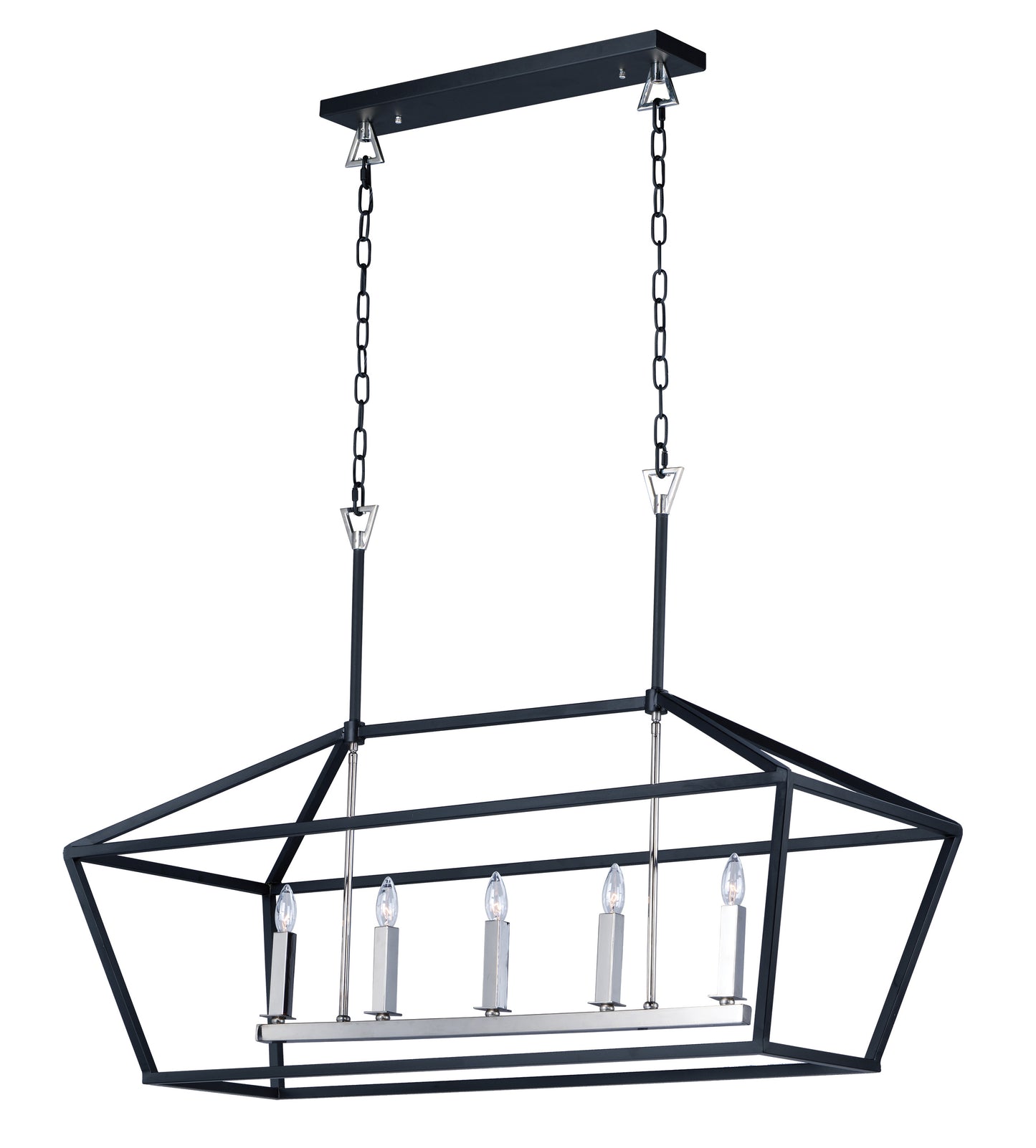 Abode 5-Light Linear Chandelier Textured Black/Polished Nickel by Maxim Lighting