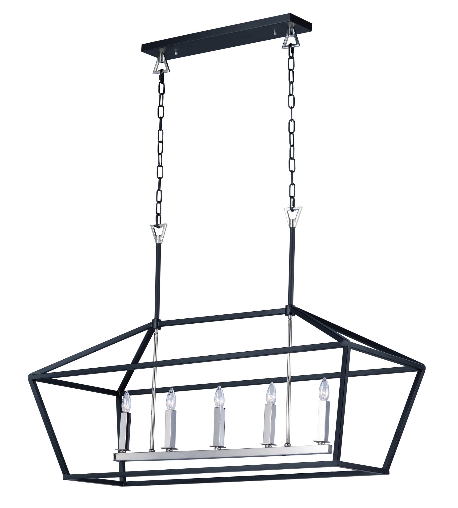 Abode 5-Light Linear Chandelier Textured Black/Polished Nickel by Maxim Lighting