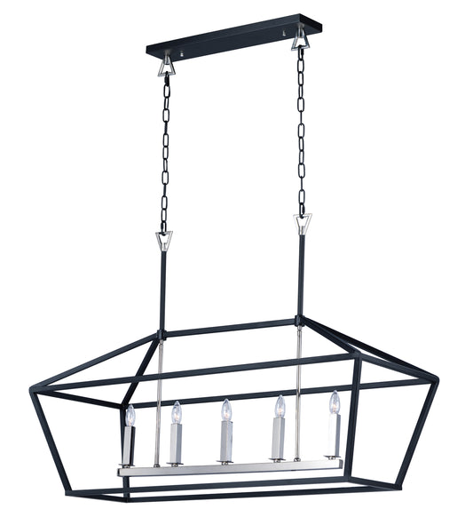 Abode 5-Light Linear Chandelier Textured Black/Polished Nickel by Maxim Lighting