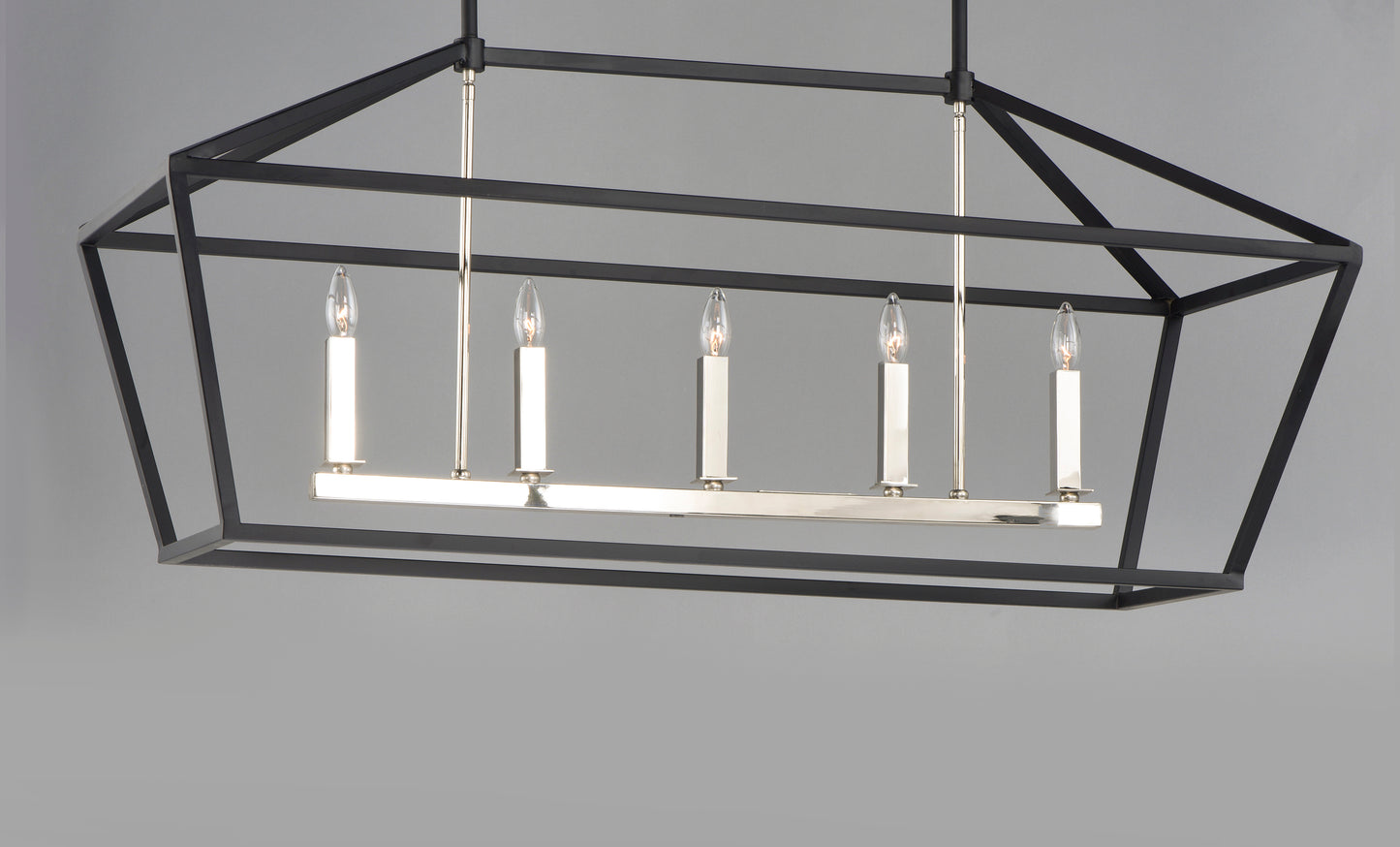 Abode 5-Light Linear Chandelier Textured Black/Polished Nickel by Maxim Lighting