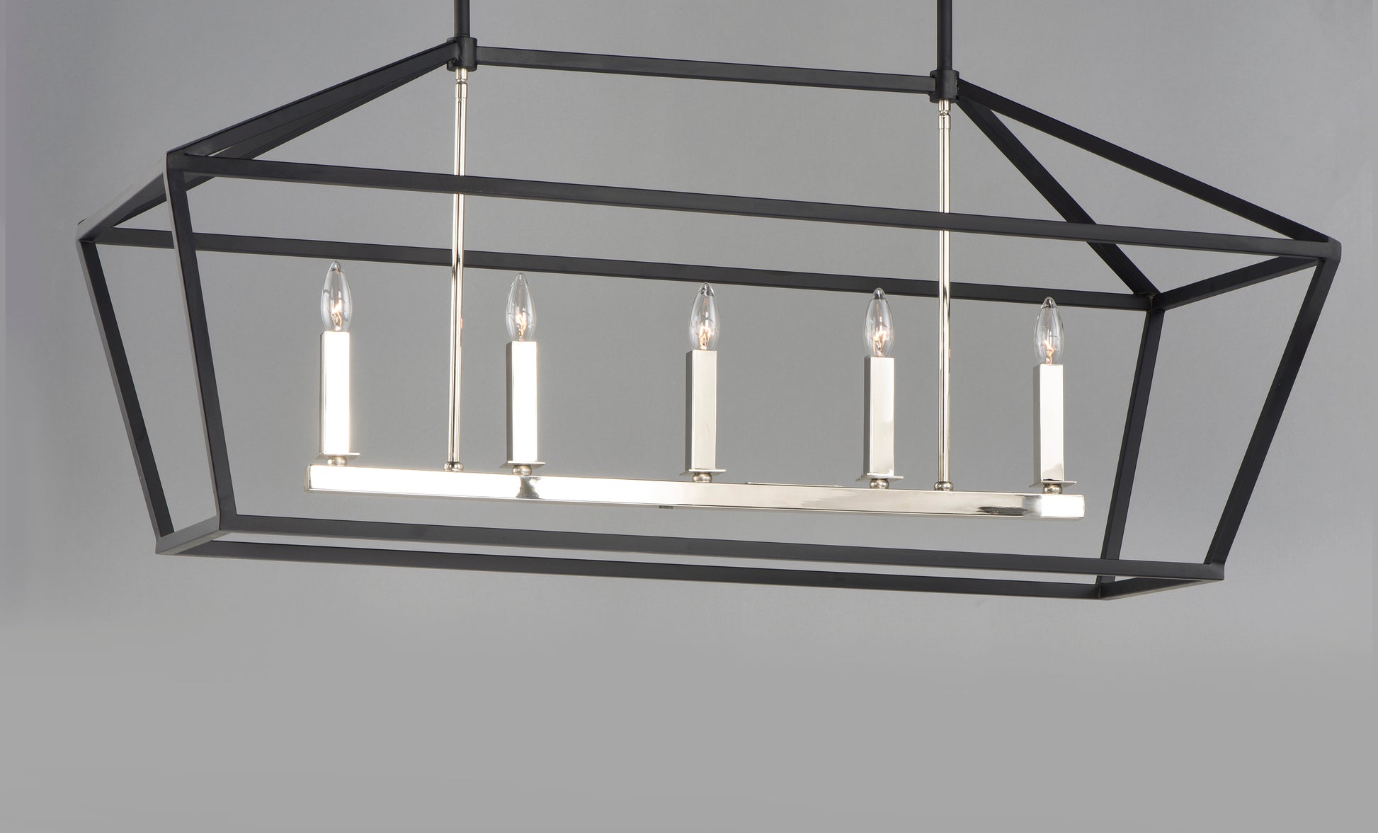 Abode 5-Light Linear Chandelier Textured Black/Polished Nickel by Maxim Lighting