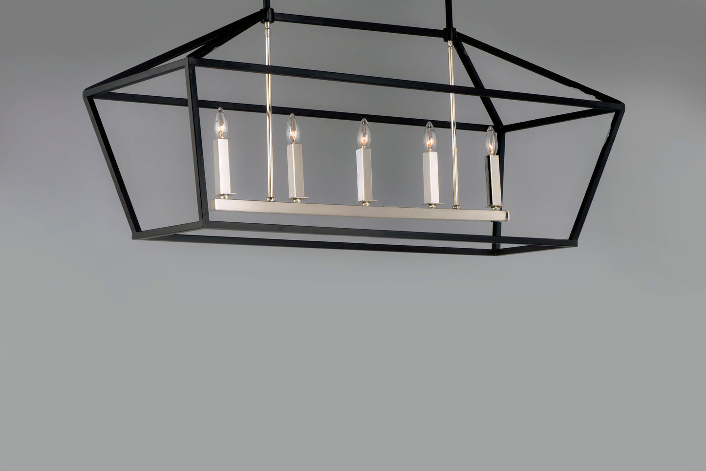Abode 5-Light Linear Chandelier Textured Black/Polished Nickel by Maxim Lighting