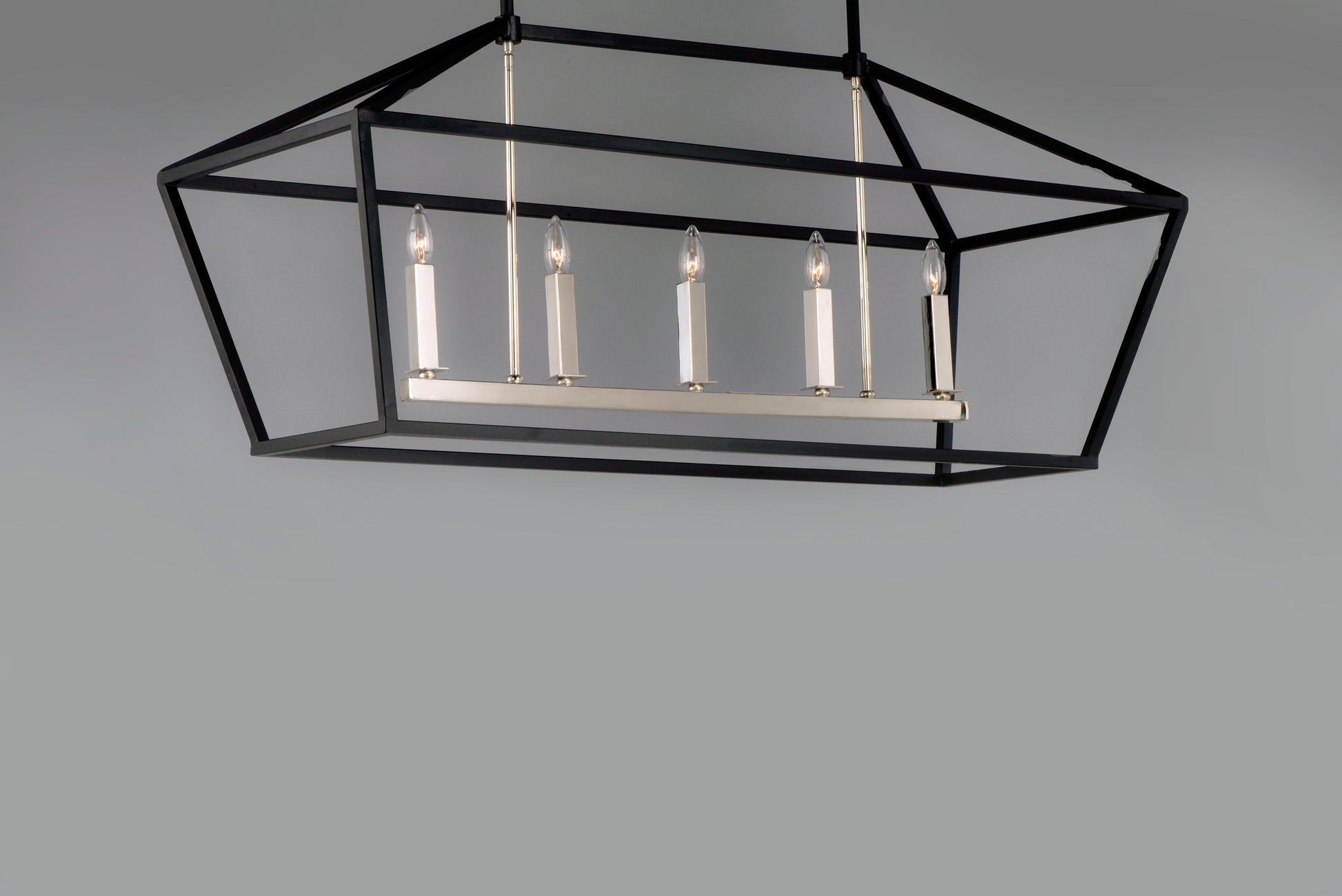 Abode 5-Light Linear Chandelier Textured Black/Polished Nickel by Maxim Lighting