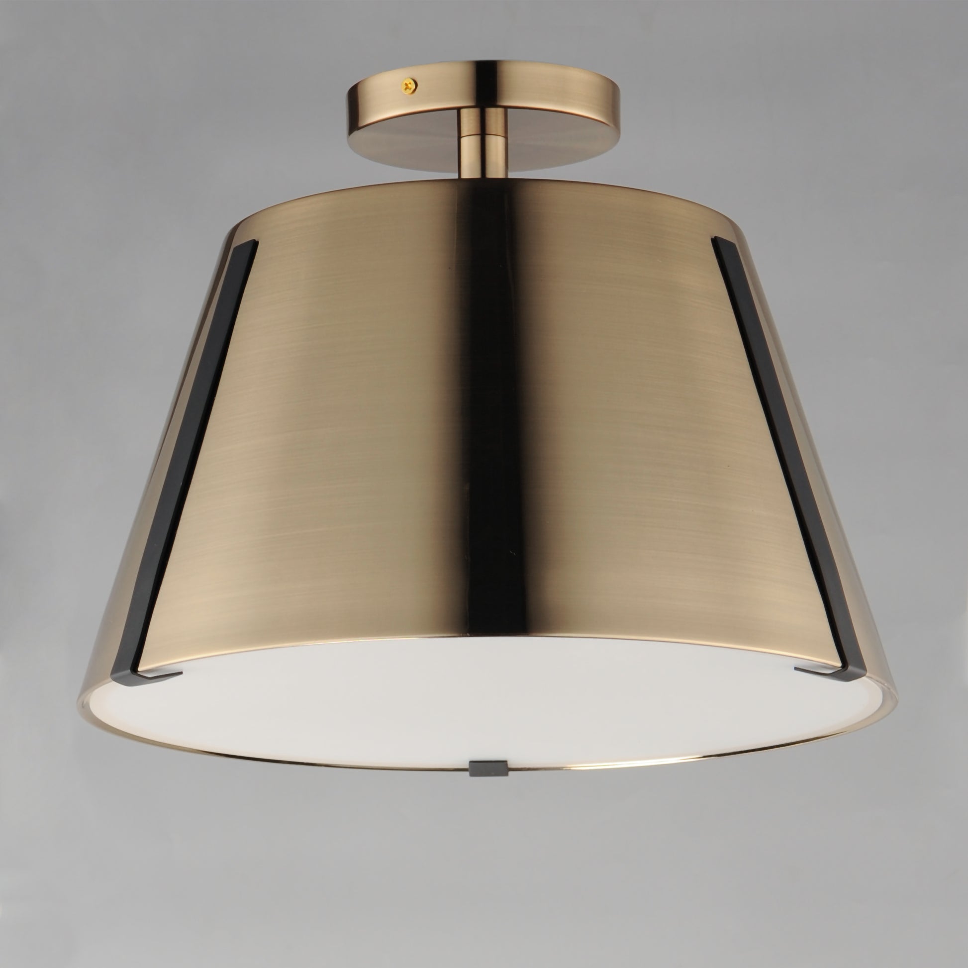 Carlo LED Semi Flush Mount Dark Bronze, Leather, Heritage Brass by Maxim Lighting