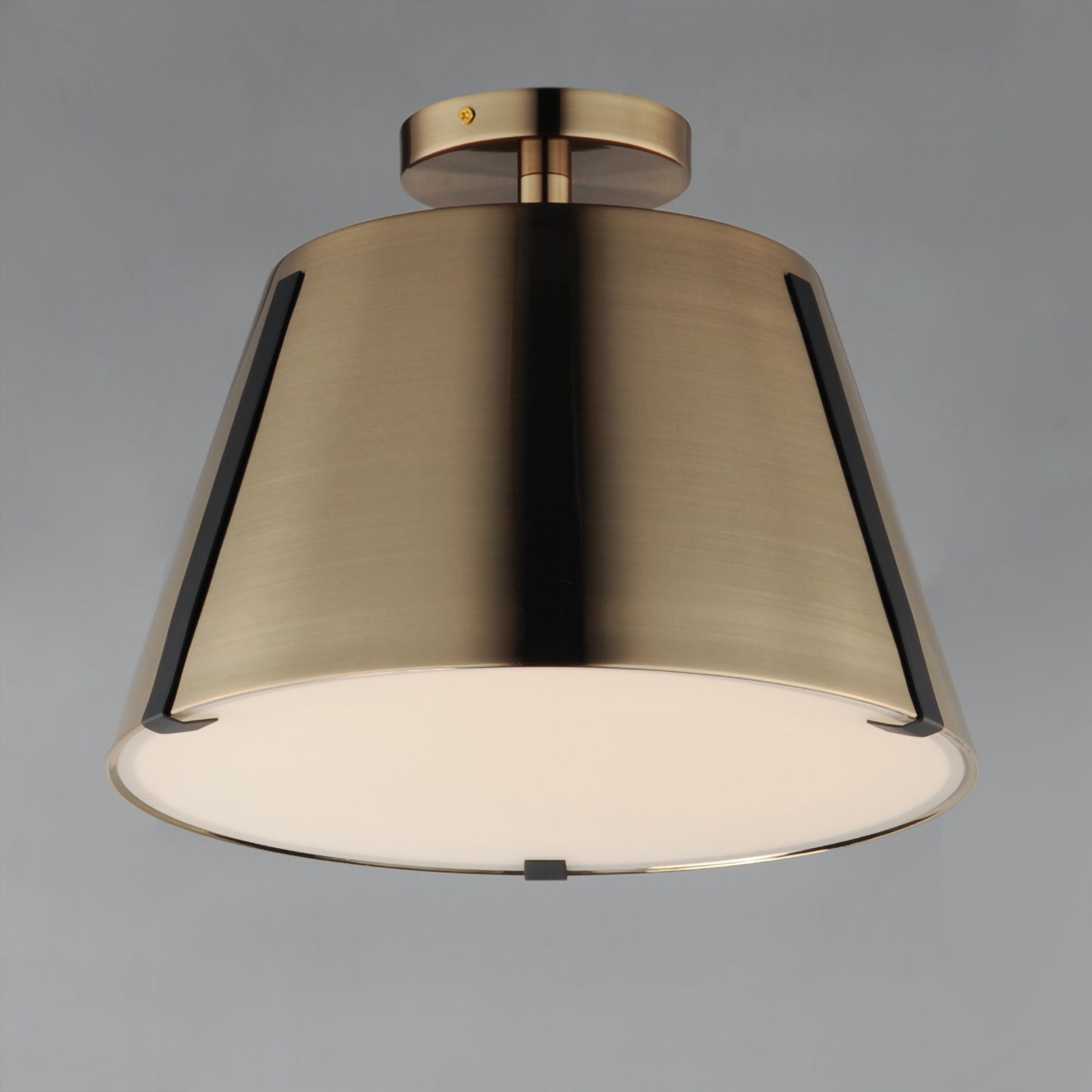 Carlo LED Semi Flush Mount Dark Bronze, Leather, Heritage Brass by Maxim Lighting