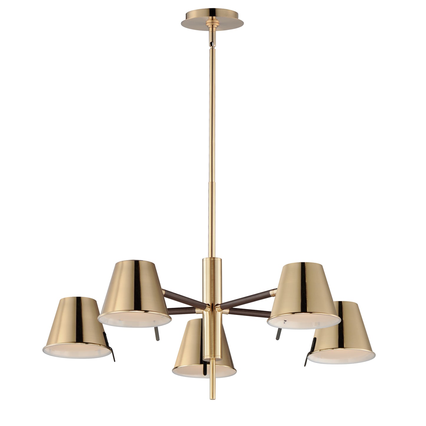 Carlo 5-Light LED Chandelier Dark Bronze, Leather, Heritage Brass by Maxim Lighting