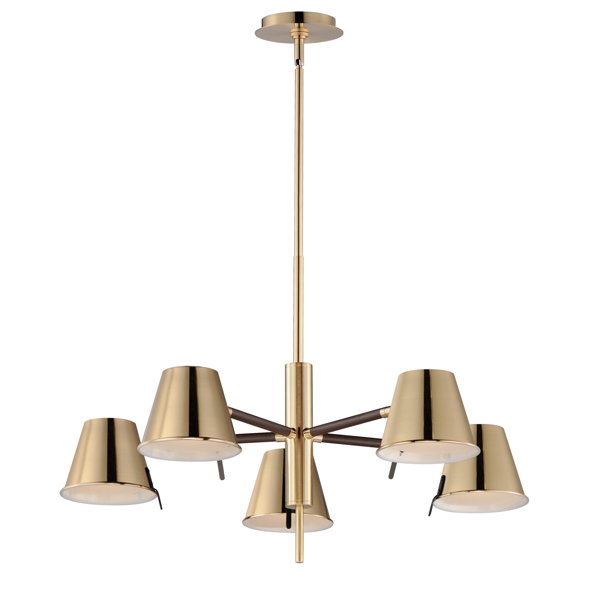 Carlo 5-Light LED Chandelier Dark Bronze, Leather, Heritage Brass by Maxim Lighting