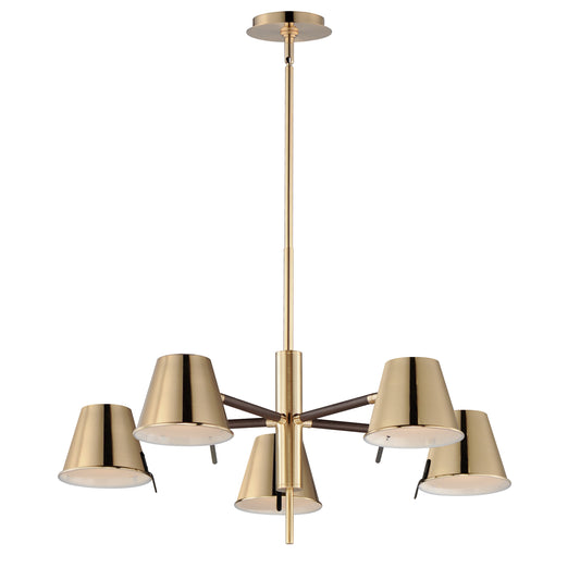 Carlo 5-Light LED Chandelier Dark Bronze, Leather, Heritage Brass by Maxim Lighting