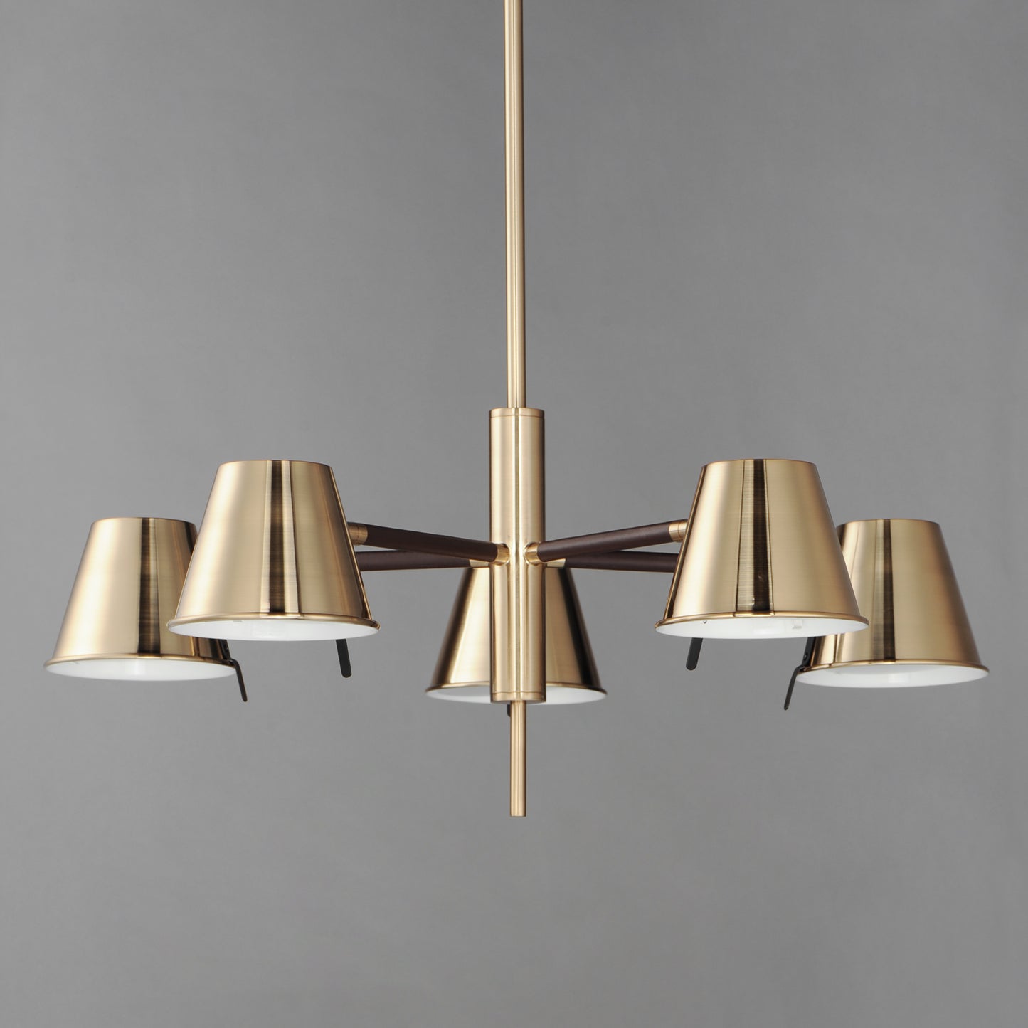 Carlo 5-Light LED Chandelier Dark Bronze, Leather, Heritage Brass by Maxim Lighting