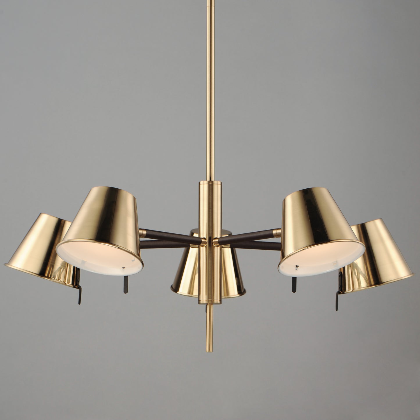 Carlo 5-Light LED Chandelier Dark Bronze, Leather, Heritage Brass by Maxim Lighting