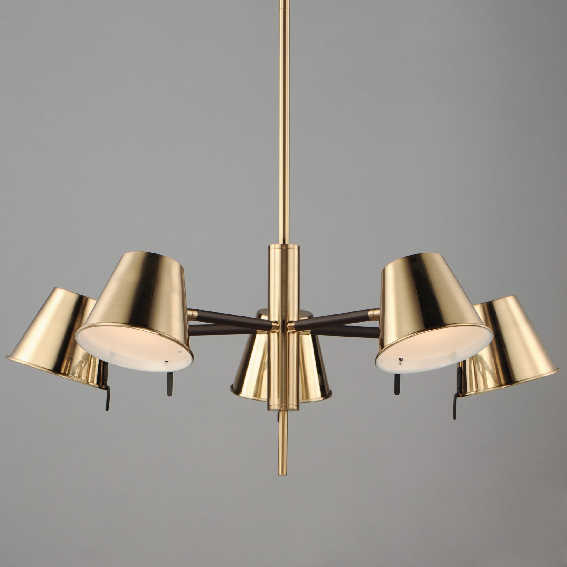 Carlo 5-Light LED Chandelier Dark Bronze, Leather, Heritage Brass by Maxim Lighting