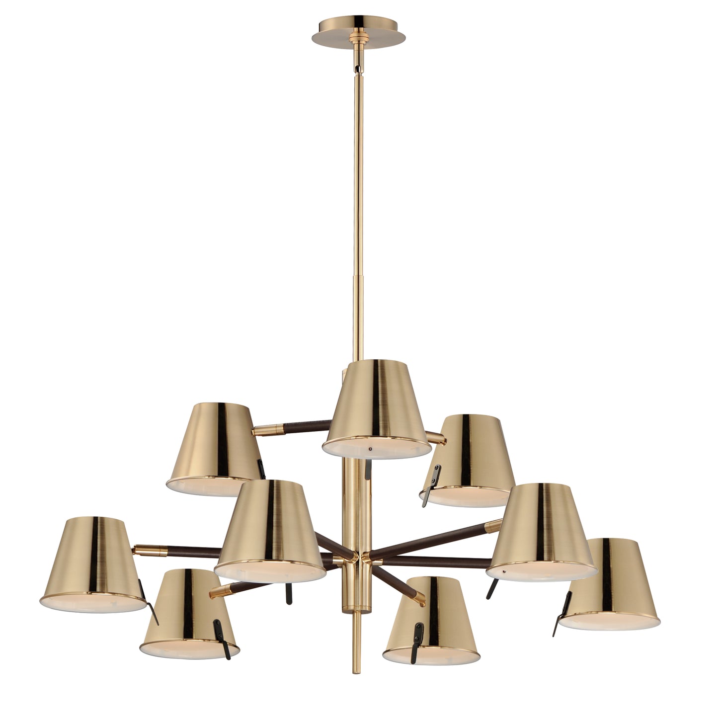 Carlo 9-Light LED Chandelier Dark Bronze, Leather, Heritage Brass by Maxim Lighting