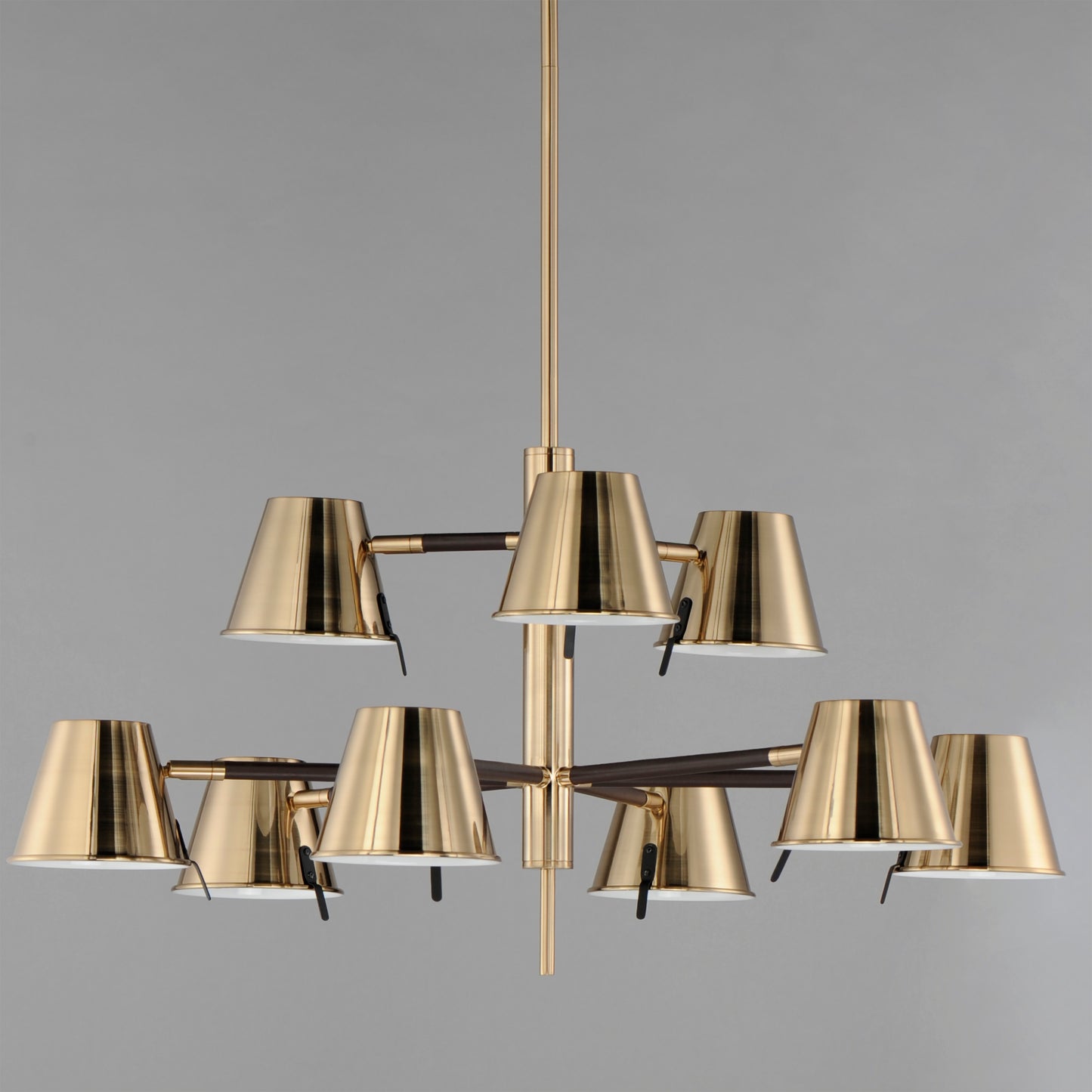Carlo 9-Light LED Chandelier Dark Bronze, Leather, Heritage Brass by Maxim Lighting