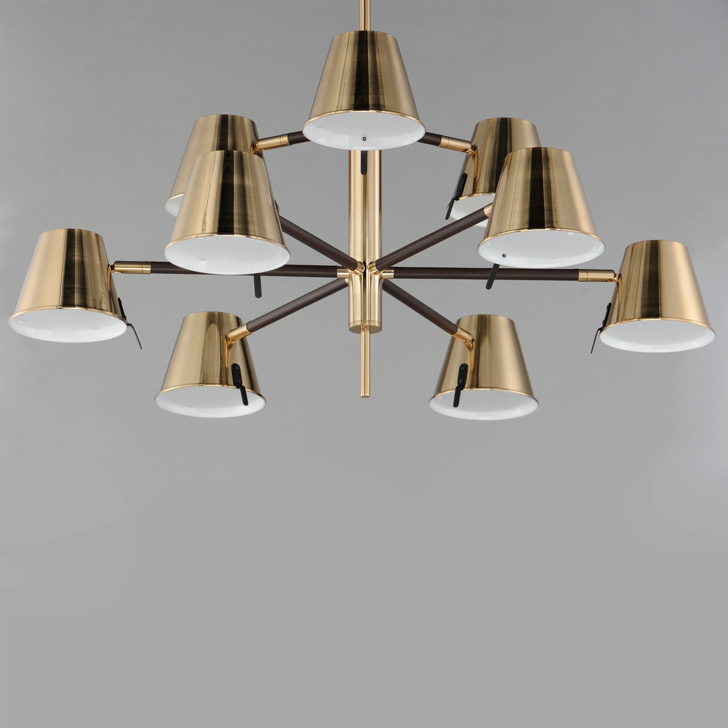 Carlo 9-Light LED Chandelier Dark Bronze, Leather, Heritage Brass by Maxim Lighting