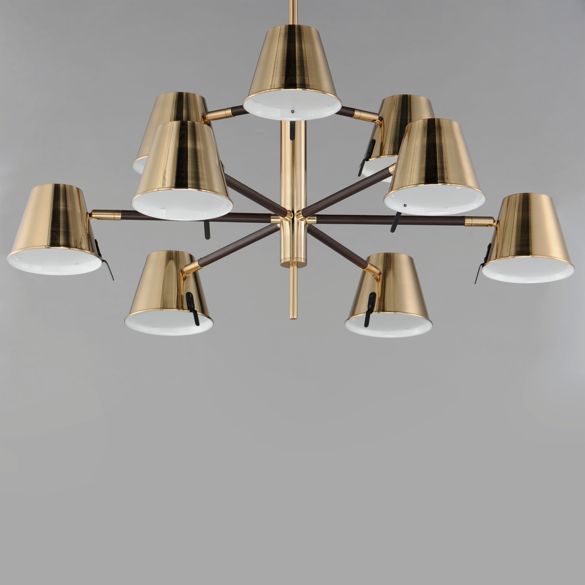 Carlo 9-Light LED Chandelier Dark Bronze, Leather, Heritage Brass by Maxim Lighting