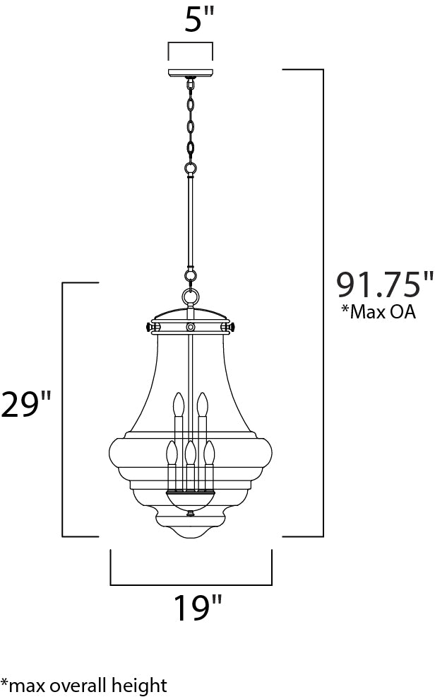 Retro 6-Light Pendant Polished Nickel by Maxim Lighting