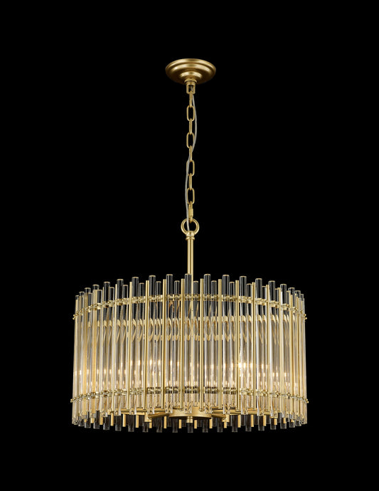 Antonina Pendant 8-Light in Satin Gold 2524SG by StarFire Crystal