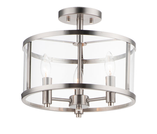 Sentinel 3-Light Semi Flush Satin Nickel by Maxim Lighting