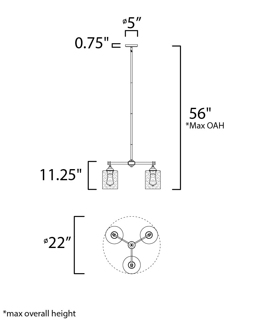 Stonehenge 3-Light Chandelier Bronze by Maxim Lighting