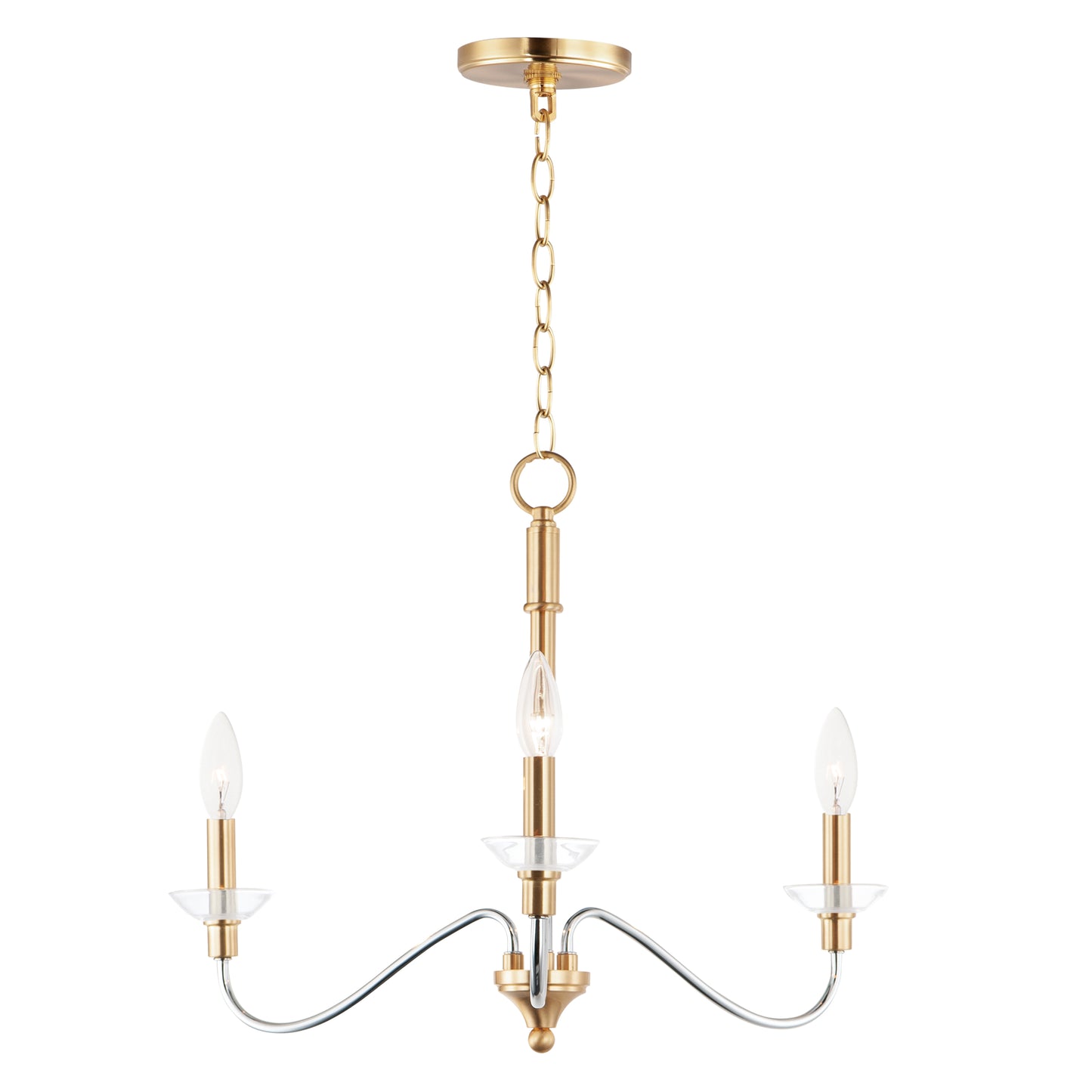 Clarion 3-Light Pendant Polished Chrome/Satin Brass by Maxim Lighting