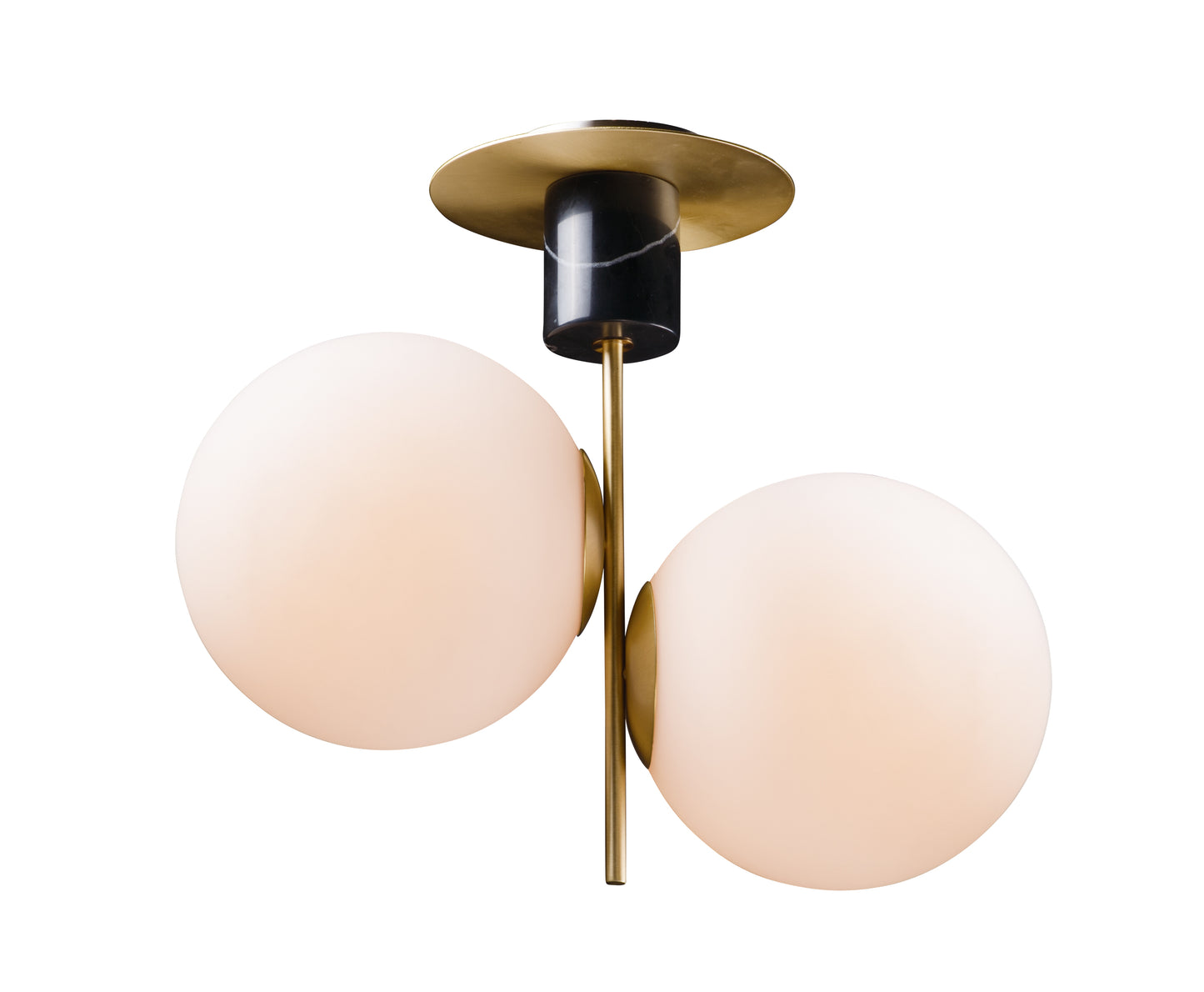 Vesper 2-Light Semi-Flush Satin Brass/Black by Maxim Lighting