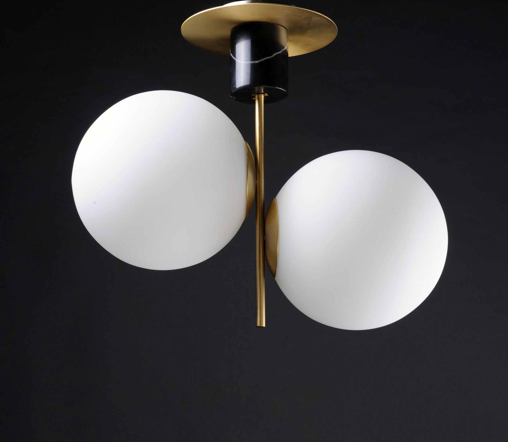 Vesper 2-Light Semi-Flush Satin Brass/Black by Maxim Lighting