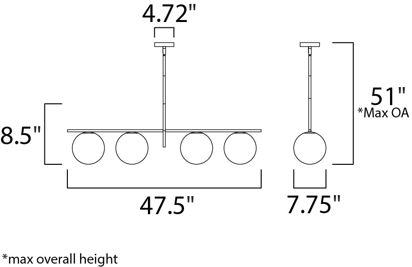 Vesper 4-Light Pendant Satin Brass/Black by Maxim Lighting