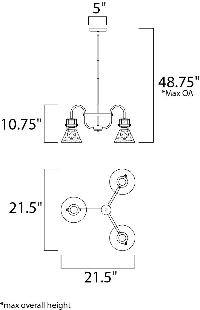 Seafarer 3-Light Chandelier Oil Rubbed Bronze by Maxim Lighting