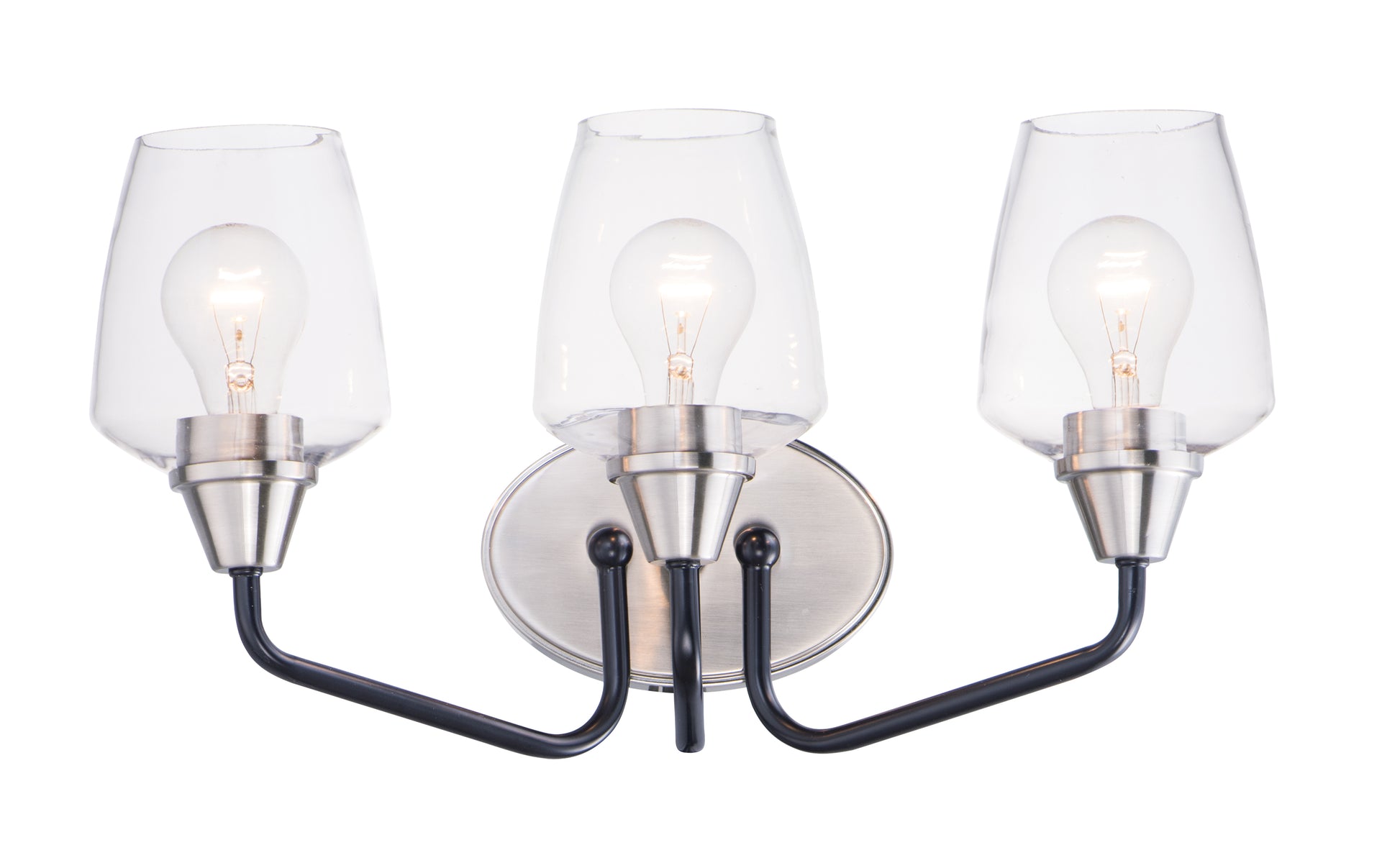 Goblet 3-Light Bath Vanity Black/Satin Nickel by Maxim Lighting