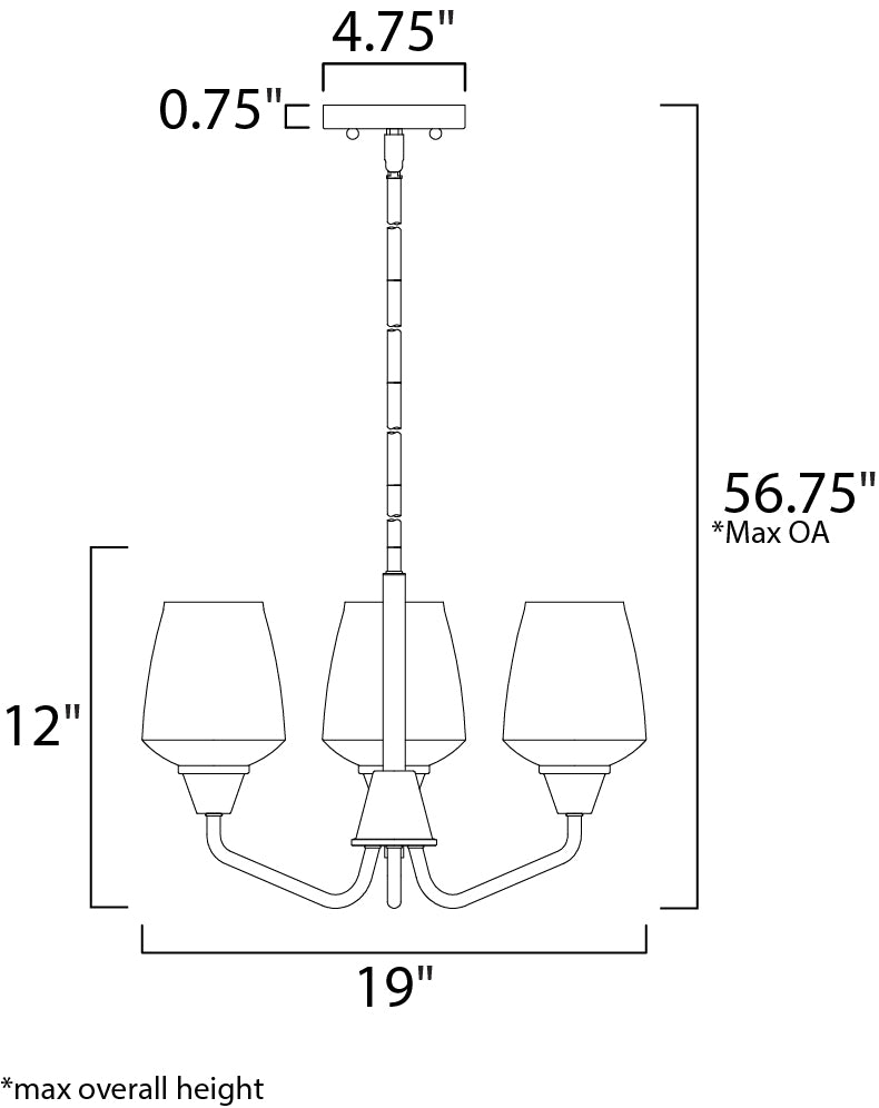 Goblet 3-Light Chandelier Black/Satin Nickel by Maxim Lighting