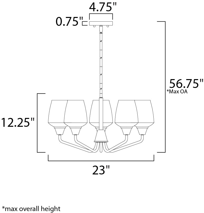Goblet 5-Light Chandelier Bronze/Antique Brass by Maxim Lighting