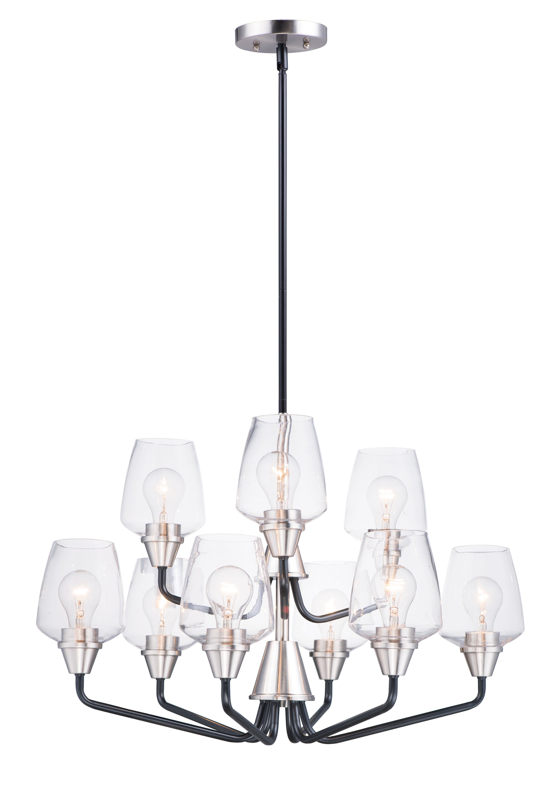 Goblet 9-Light Chandelier Black/Satin Nickel by Maxim Lighting