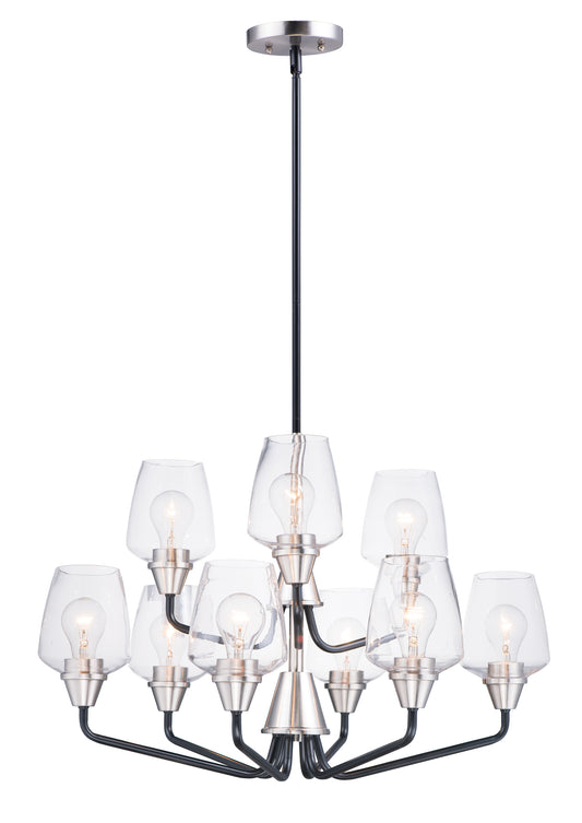 Goblet 9-Light Chandelier Black/Satin Nickel by Maxim Lighting