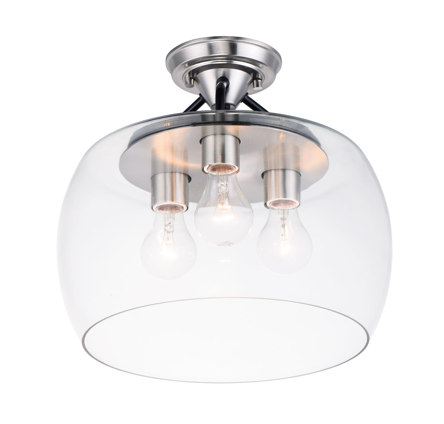 Goblet 3-Light Semi Flush Mount Black/Satin Nickel by Maxim Lighting